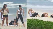 Flávia Alessandra faz exercícios em praia no Rio de Janeiro com as filhas, Giulia e Olívia - Dilson Silva / AgNews