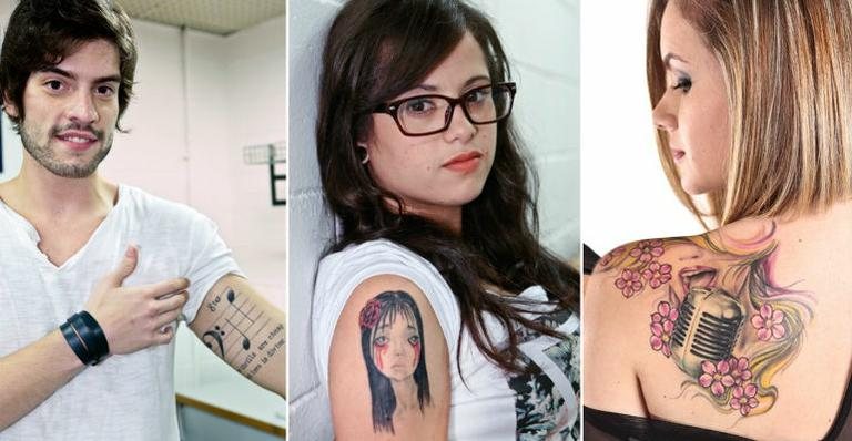 Rafael Furtado, Anne Marie e Carina Mennitto mostram tatuagens - The Voice brasil/TV Globo