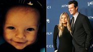 Fergie parabeniza o marido com foto do filho sorrindo - Foto-montagem