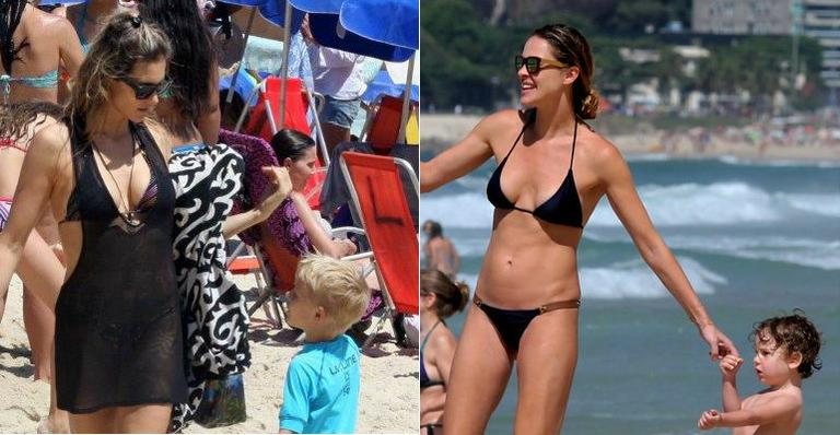 Dia de praia: famosas se divertem com a família no feriado - Foto-montagem