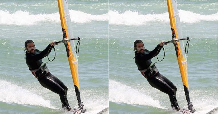 Cláudio Heinrich pratica esporte radical no Rio na praia da Barra no Rio - Marcos Ferreira/ Photo Rio News