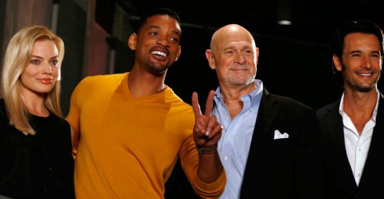 Margot Robbie, Will Smith, Gerald McRaney e Rodrigo Santoro na entrevista coletiva sobre a nova comédia Focus, com filmagens no país. - Reuters/Marcos Brindicci