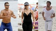 Rodrigo Hilbert, Patrícia Poeta e Cauã Reymond: exercícios na praia - Gil Rodrigues/PhotoRio News - Andre Freitas e Wallace Barbosa/AgNews