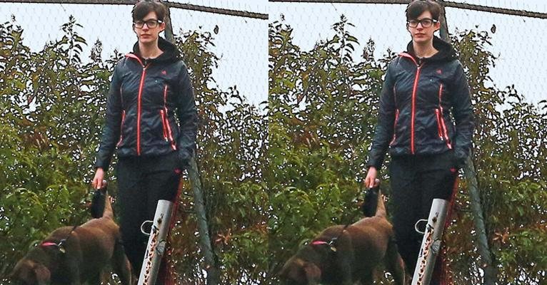 Anne Hathaway passeia com sua cadela em Los Angeles - DPhoto/AKM-GSI