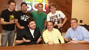 Marcos Kleine, Mingau, Léo Lins, Róger, Danilo Gentili , Fernando Pelegio e Leon Abravanel - Roberto Nemanis/SBT