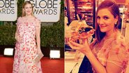 Grávida, Drew Barrymore come pizza após Globo de Ouro - Getty Images e Instagram/Reprodução e