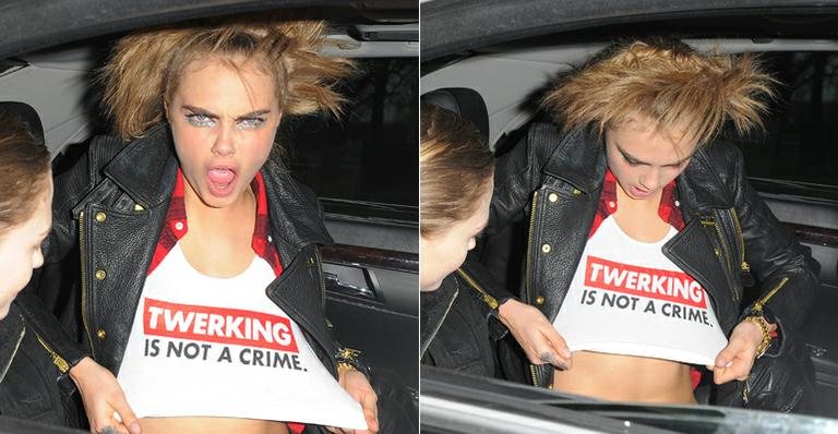 Cara Delevingne usa camiseta a favor do twerking - Splash News/AKM-GSI/Foto-montagem