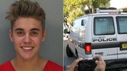 Justin Bieber é levado dentro de camburão para a prisão - Divulgação e AKM-GSI/Splash