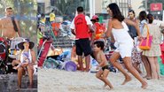 Virna Dias se diverte na praia do Leblon com o marido e os filhos - J. Humberto/ AgNews