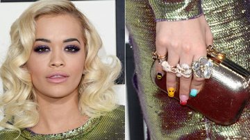 Rita Ora ousa e aposta em cores e desenhos variados para decorar as unhas - Foto-montagem/ Getty Images