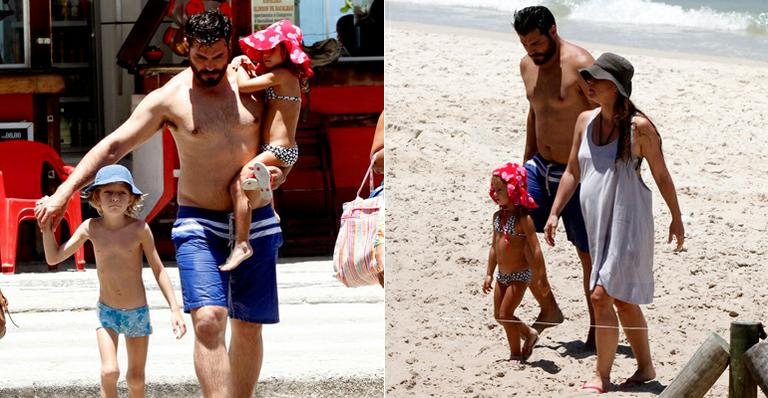 Thiago Lacerda e Vanessa Lóes curtem praia com os filhos - Marcos Ferreira / Foto Rio News