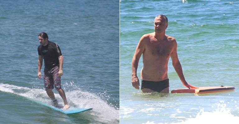 Murilo Benício e Pedro Bial surfam em praia do Rio de Janeiro - Dilson Silva/AgNews