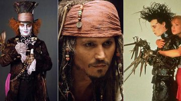 Johnny Depp como os personagens Chapeleiro Maluco, Jack Sparrow e Edward Mãos de Tesoura - Reprodução / IMDB e 20th Century Fox