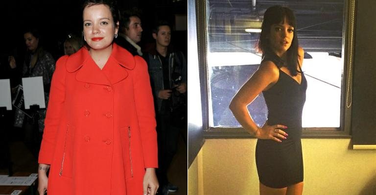 Lily Allen em setembro de 2013 e em janeiro de 2014: drástica mudança de peso - Getty Images e Reprodução / Instagram