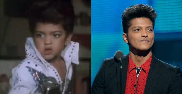 Bruno Mars aos 4 anos de idade e em foto do mês passado - Reprodução e Getty Images