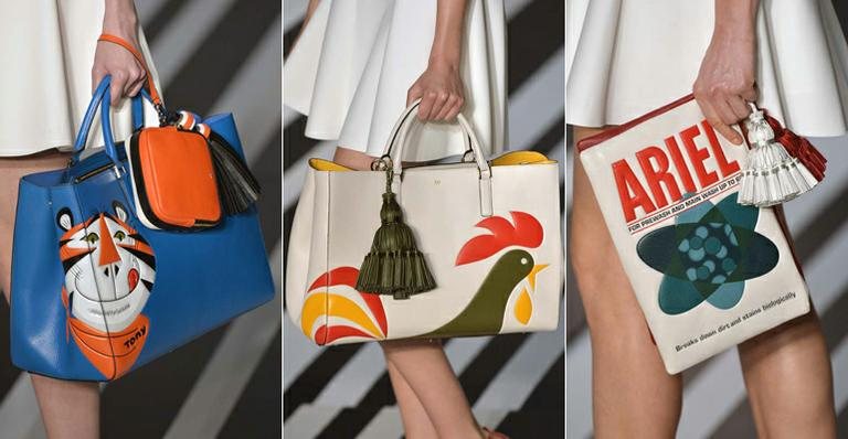 Embalagens estampam bolsas na London Fashion Week - Foto-montagem