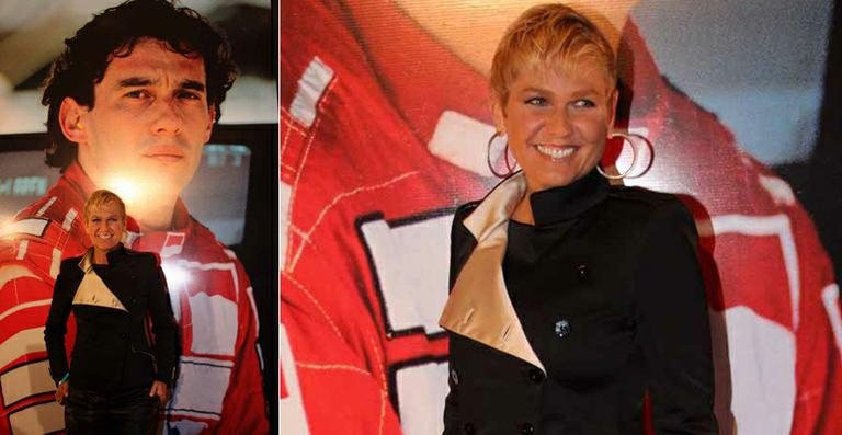 Xuxa Meneghel com imagem de Ayrton Senna - Orlando Oliveira/AgNews