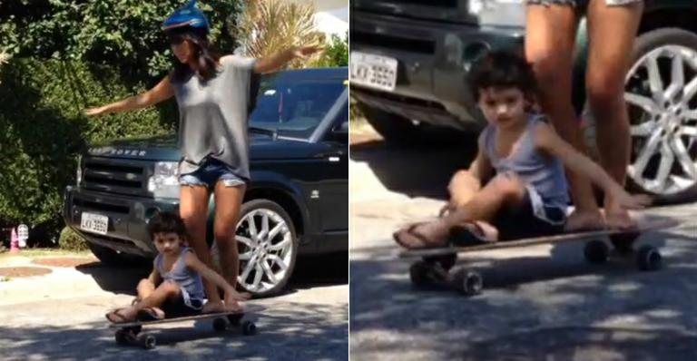 Dani Suzuki anda de skate com o filho, Kauai - Instagram/Reprodução