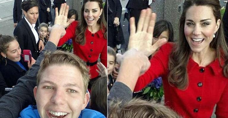 Kate Middleton faz photobomb em selfie de garoto na Nova Zelândia - Foto-montagem