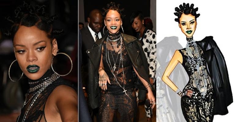 Rihanna ganha desenhos divertidos de seu look - Foto-montagem