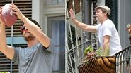 Brad Pitt e McConaughey brincam na janela do hotel - Foto-montagem/AKM-GSI