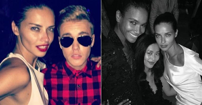 Justin Bieber e Adriana Lima; A baiana com Arlenis Sosa e Liu Wen. - Instagram/Reprodução