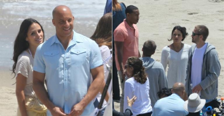 Irmão de Paul Walker grava com Vin Diesel na praia - AKM-GSI / AKM-GSI