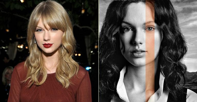 Taylor Swift em cartaz do filme 'Giver' - Getty Images e Reprodução