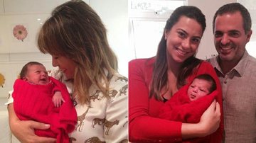 Débora Rodrigues com a neta, Manuela; Jacqueline e o marido Antonio Carlos com a filha - Divulgação