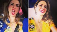 Luciana Gimenez usa camiseta da seleção brasileira customizada em jogo da Inglaterra - Foto-montagem