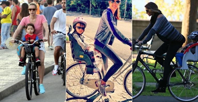 Famosos andam de bike com os filhos e estimulam desenvolvimento físico, psíquico e cognitivo - Foto-montagem