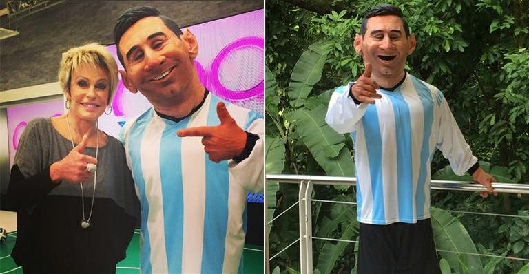 Ana Maria Braga e o boneco de Lionel Messi - Instagram/Reprodução