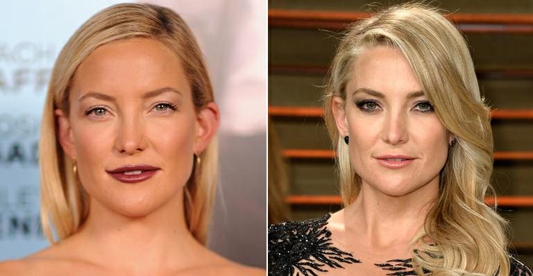 À esquerda, Kate Hudson está na première do filme 'Wish I Was Here'. À direita, na festa pós-Oscar - Foto-montagem/ Getty Images