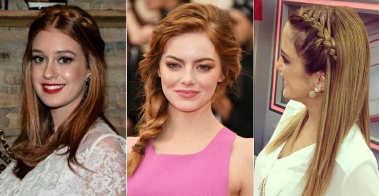 Marina Ruy Barbosa, Emma Stone e Ticiane Pinheiro são adeptas das tranças - Ag News / Getty Images e Reprodução / Instagram