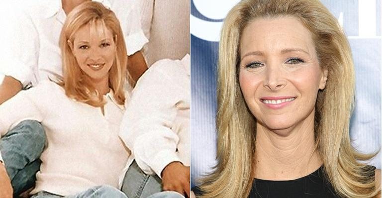 Lisa Kudrow, a Phoebe de Friends, exibe rugas no rosto e pescoço - Foto-montagem