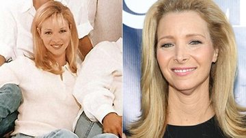 Lisa Kudrow, a Phoebe de Friends, exibe rugas no rosto e pescoço - Foto-montagem