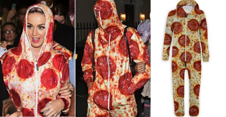 Cara Delevingne e Katy Perry usam macacão com estampa de pizza de R$ 225 - Foto-montagem