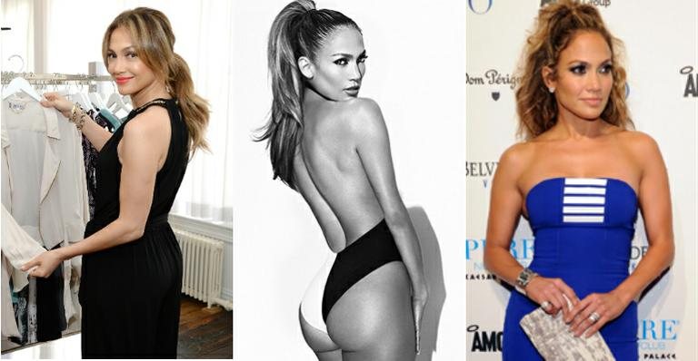 Veja como copiar três penteados de Jennifer Lopez, que é fã de rabo de cavalo - Foto-montagem