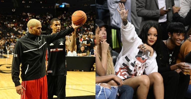 Rihanna assista ao ex Chris Brown em jogo de basquete - AKM GSI