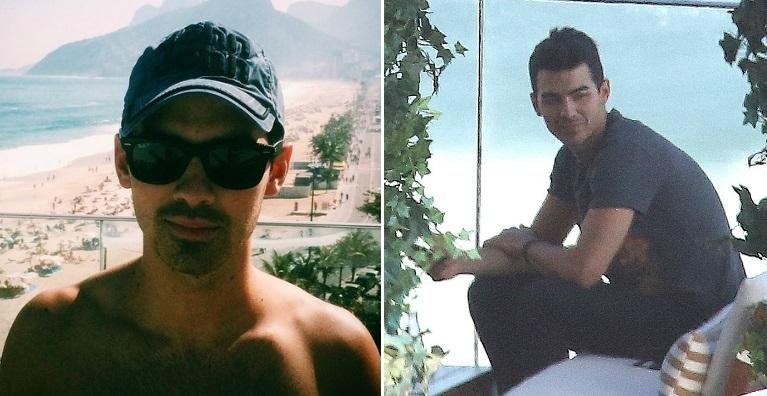 Joe Jonas faz foto em varanda de hotel e mostra Morro dois Irmãos, no Rio de Janeiro - Foto-montagem