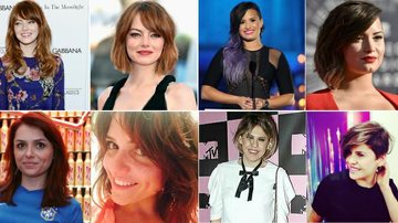 Curto moderno: Emma Stone e mais famosas cortam os fios acima dos ombros - Foto-montagem