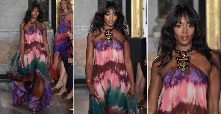 Aos 44 anos, Naomi Campbell desfila na Semana de Moda de Milão para Emilio Pucci - Foto-montagem/ Getty Images