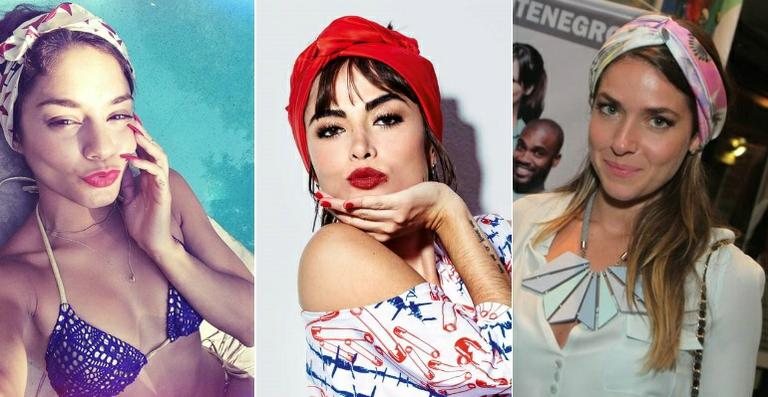 Lenço na cabeça: veja 15 looks de famosas e os tipos de amarração que elas usam - Foto-montagem