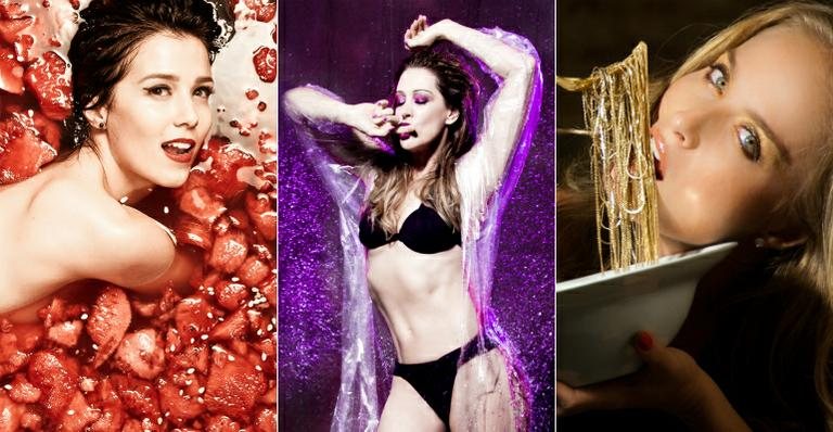 Artistas são fotografados de forma sensual em meio a comidas - Marcelo Faustini/Cortesia