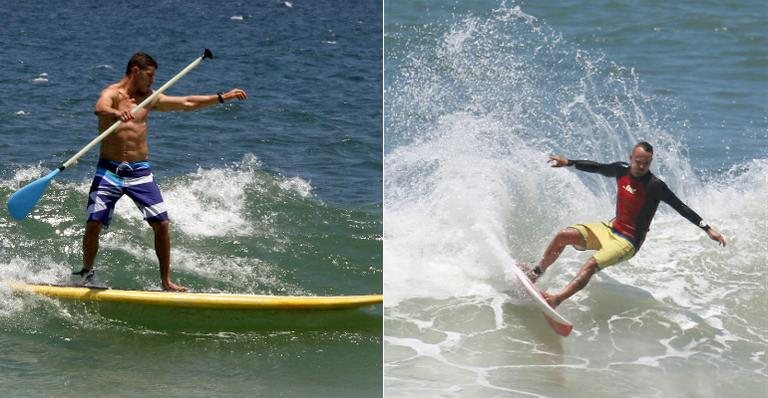 José Loreto faz stand up paddle e Paulinho Vilhena surfa em praias do Rio - AgNews e Photo Rio News