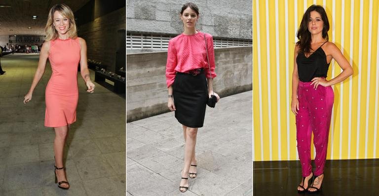 Na SPFW, Mariana Ximenes e mais famosas usam rosa para compor looks fashion - Foto-montagem