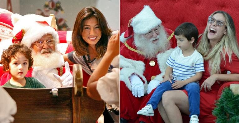 Dani Suzuki e Juliana Silveira visitam o Papai Noel com Kauai e Bento - Marcos Ferreira e Johnson Parraguez / Foto Rio News