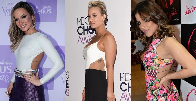 Kaley Cuoco deixa tatuagem na costela à mostra; veja quais famosas desenharam a região - Foto-montagem