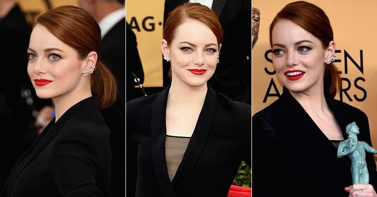 Faça o penteado e o make de Emma Stone no Sag Awards - Getty Images