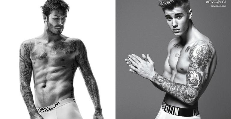 David Beckham e Justin Bieber - Reprodução/H&M e Calvin Klein